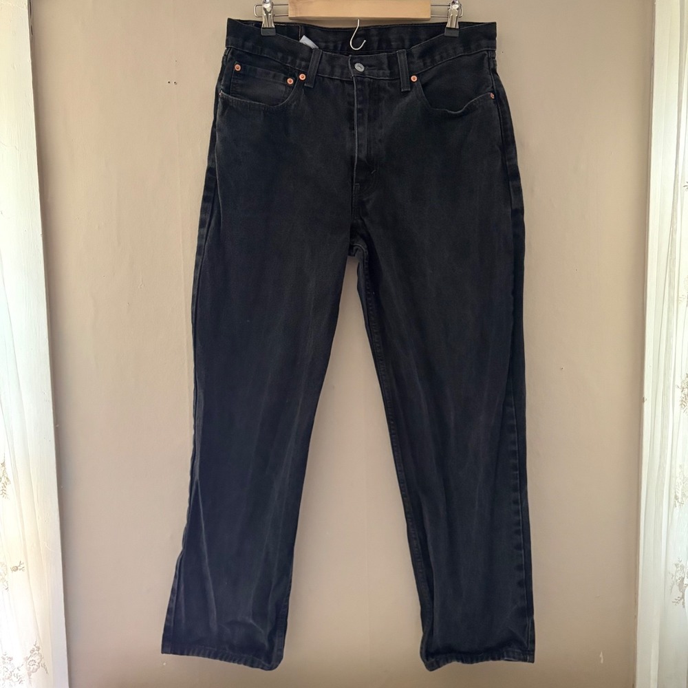 Levis Mens 550 Relaxed Fit Tapered Leg Jeans Size 35x32 Black Denim Baggy Skater